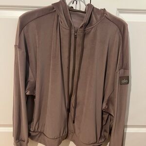 Alo Brown Zip-Up Hoodie
